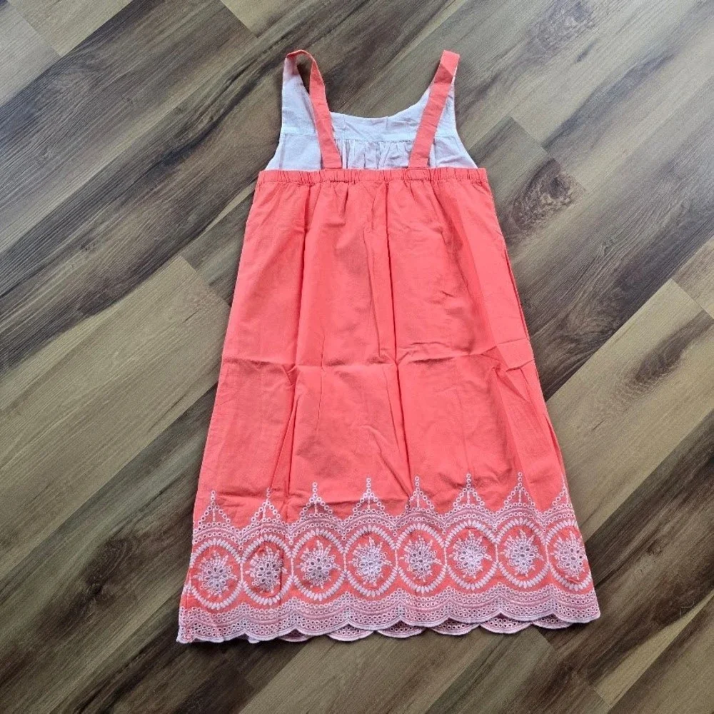 Crazy 8 Sleeveless Dress Kids XL‎ 14 Coral Pink Eyelet Boho Cottagecore Cotton
